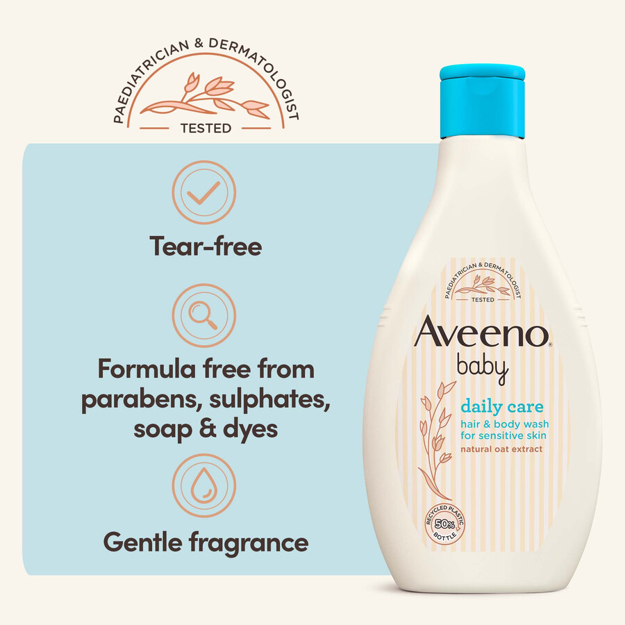 daglig pleje til babyhår og kropssæbe til tør hud aveeno baby