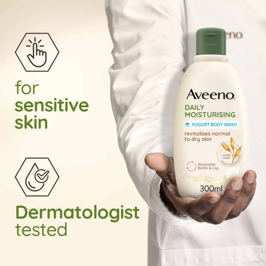 daglig fugtgivende yoghurt-bodysæbe vanilje- og havreduft aveeno