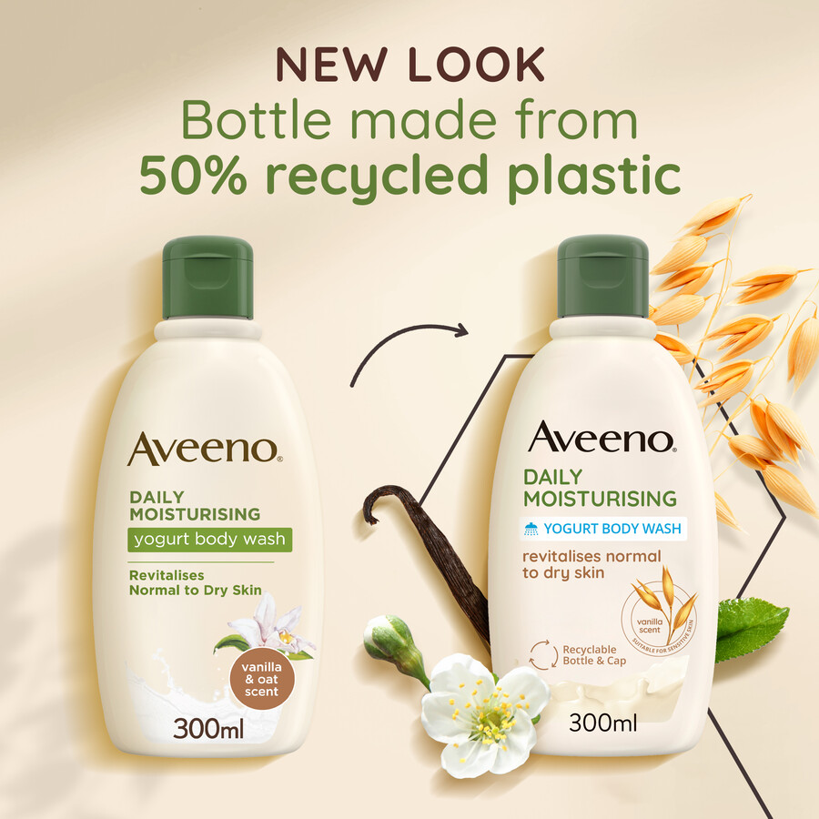 daglig fugtgivende yoghurt-bodysæbe vanilje- og havreduft aveeno