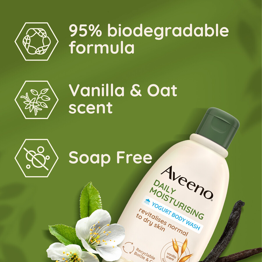 daglig fugtgivende yoghurt-bodysæbe vanilje- og havreduft aveeno