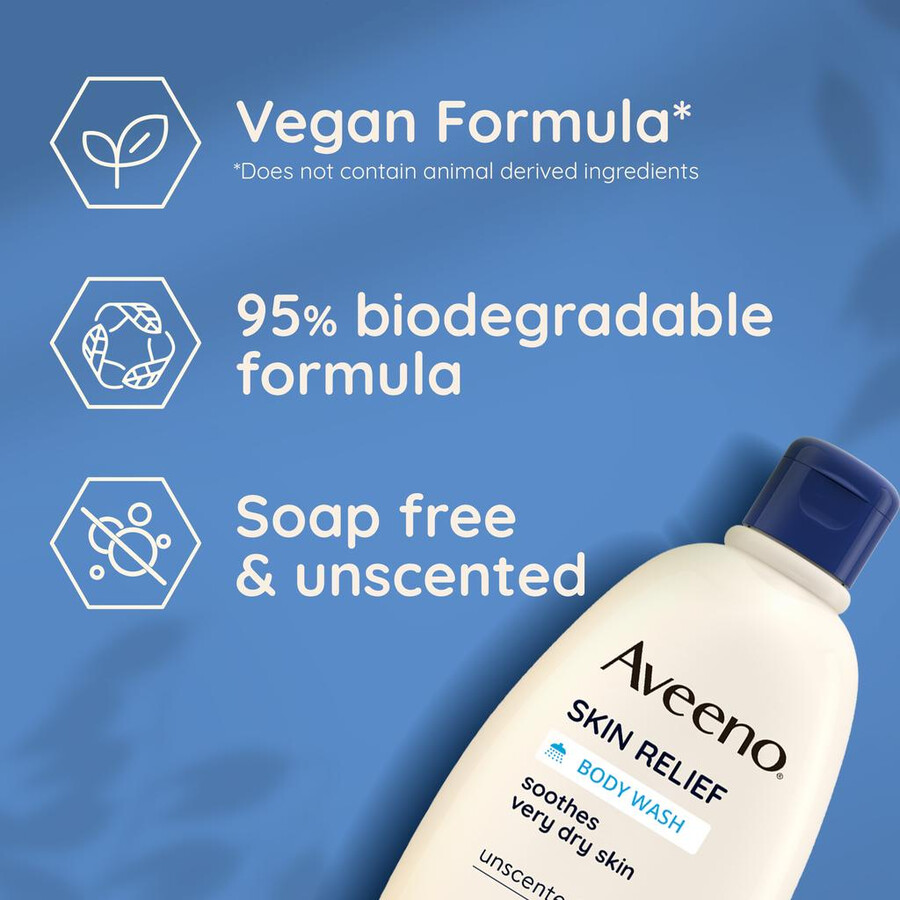 fugtgivende kropsvask med skin relief til tør hud aveeno
