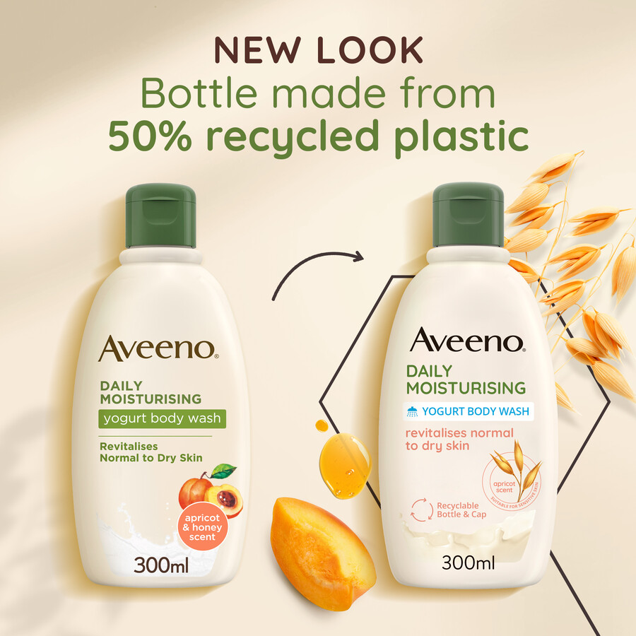 daglig fugtgivende yoghurt-body wash abrikos og honning aveeno