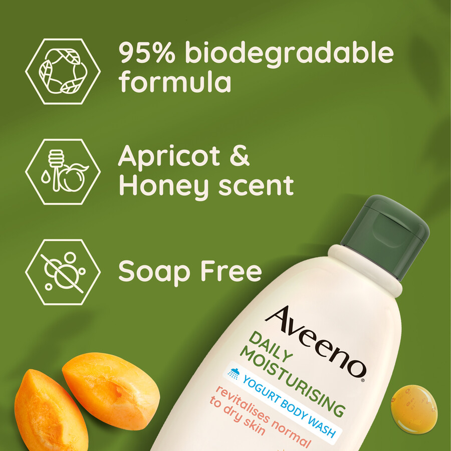 daglig fugtgivende yoghurt-body wash abrikos og honning aveeno